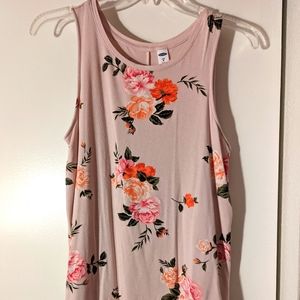 Light Pink Floral Old Navy Luxe Scoop-Neck Tank for Women